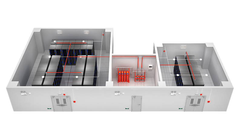 七氟丙烷氣體滅火系統(tǒng)安裝3D圖